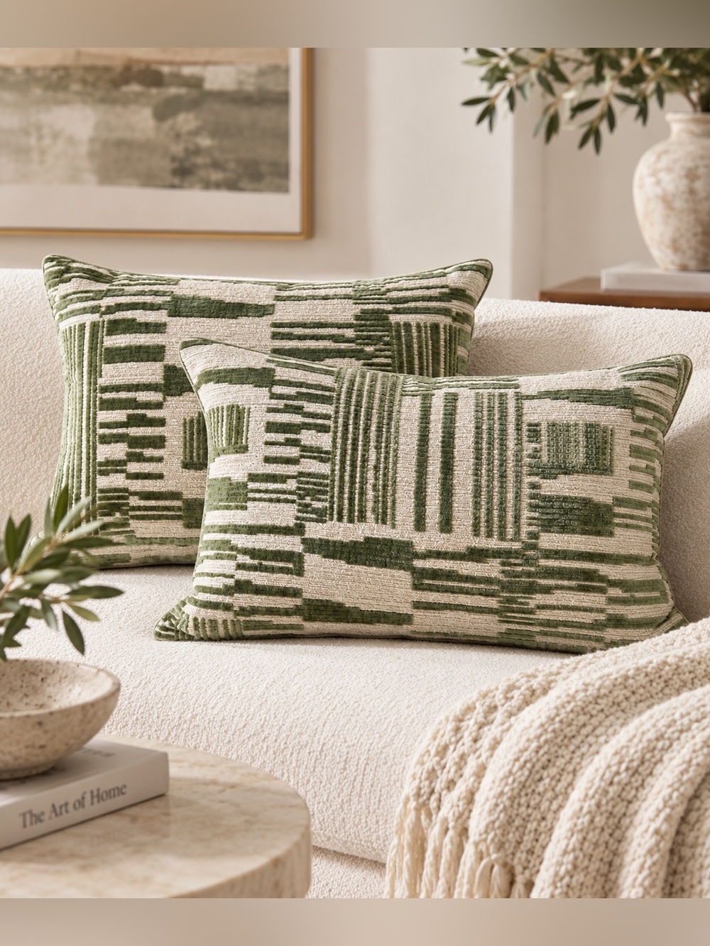 NWT Southern Living Simplicity Collection Set of 2 Velvet Lumbar Pillows Green